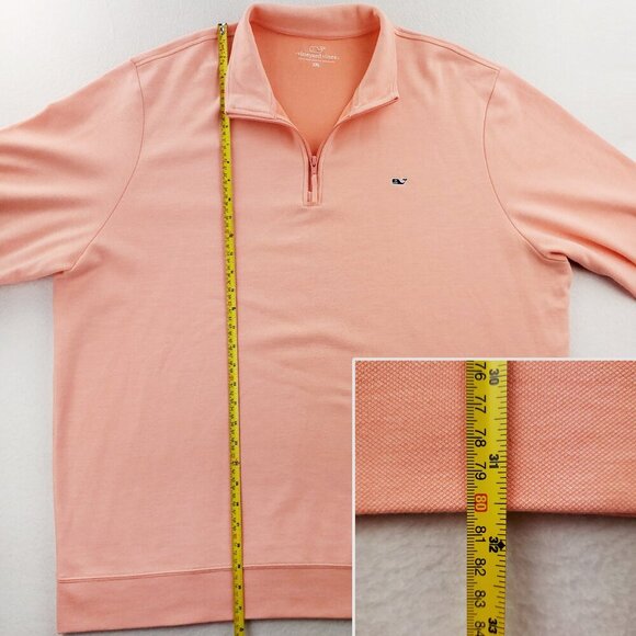 Vineyard Vines Shep Shirt Pullover 1/4 Zip Whale Salmon Men's 2XL - Picture 8 of 12